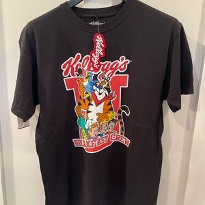 Kellogg’s Cereal Tony Tiger graphic tee NEW NWT LARGE MENS black 80s theme